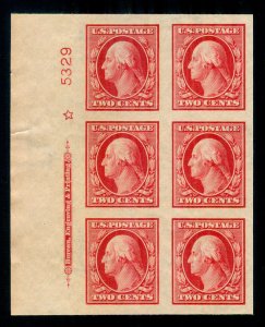 MOMEN: US STAMPS #384 PLATE BLOCK MINT OG NH SUPERB CAT. $200+++ LOT #70025