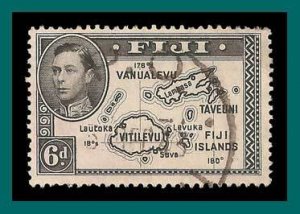 Fiji 1940 Map, 6d used  #135,SG261