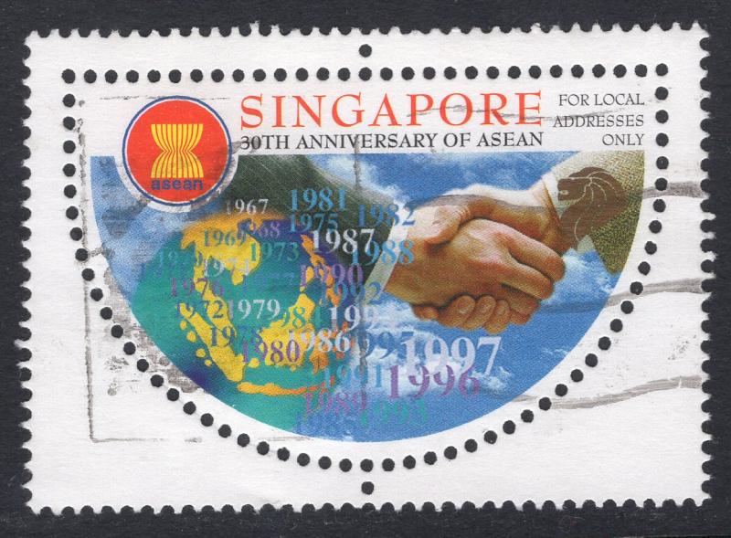 Specimen, Singapore Sc563 1st Postage Stamps 150th Anniversary, Stamp on  Stamp