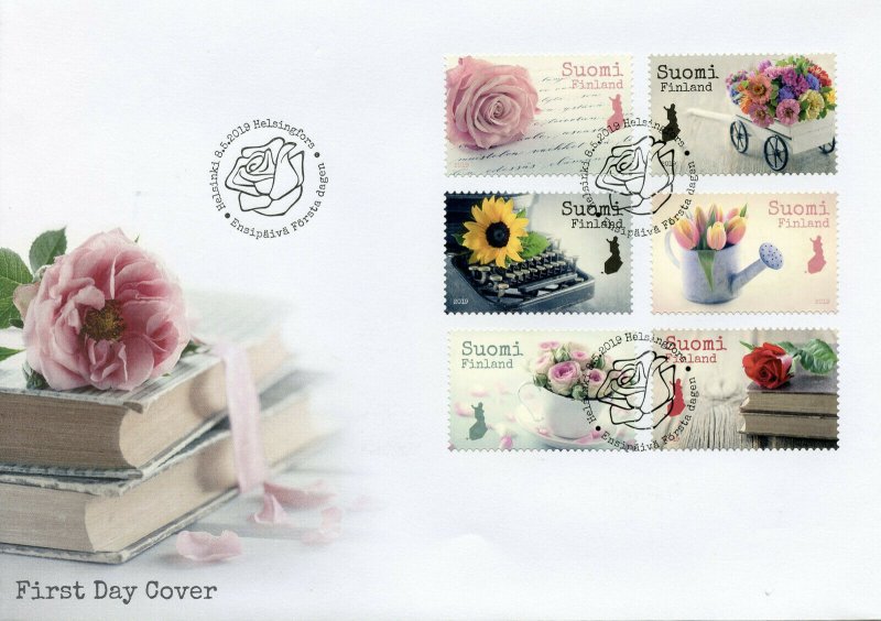 Finland 2019 FDC Say It with Flowers Tulips Roses 6v S/A Cover Flora Stamps 