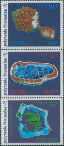 French Polynesia 1992 Sc#587-589,SG637-639 Satellite Pictures set MNH