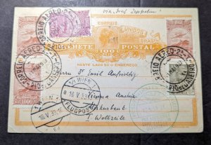 1933 Brazil LZ 127 Graf Zeppelin Postcard Cover Rio De Janeiro to Vienna Austria