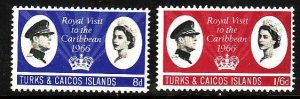 Turks & Caicos-Sc#150-1- id7-unused VLH Omnibus set-Royal Visit-QEII-1966-