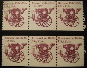 Scott 1904, 10.9 Hansom Cab, PNC3, #1 & 2, MNH Transportation Coils