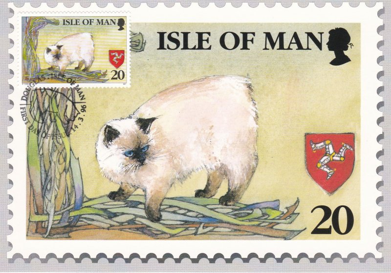 Isle of Man # 672-676, Manx Cats, Maxi Cards, with First Day Cancels