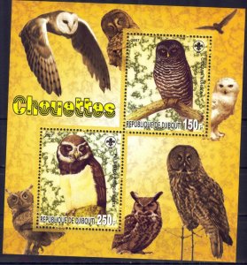 Djibouti 2007 Birds Owls Scouting Scouts ( II ) Sheet MNH