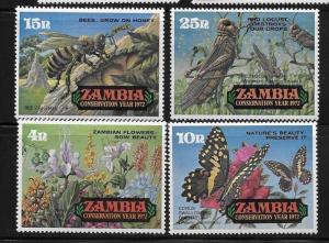 Zambia 1972 Conservation year flowers bee corn locusts MNH A44