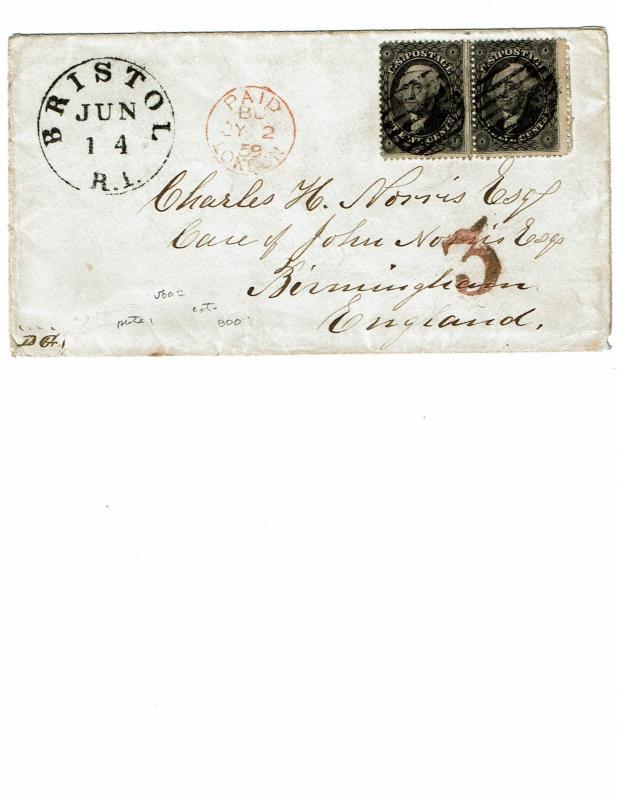 Scott #36 (Plate 1) Fine-on cover. SCV - $850.00