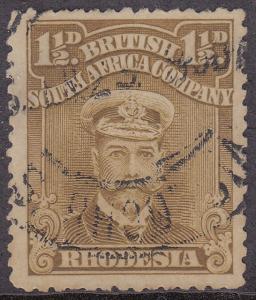 RHODESIA Used Scott # 121 King George V - remnant, pencil # (1 Stamp)