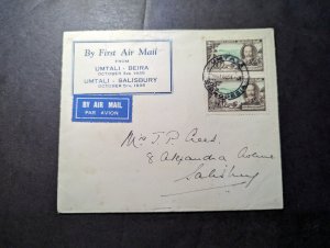 1935 British S Rhodesia Airmail First Flight Cover FFC Umtali to Salisbury