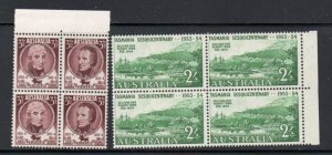 Australia Sc 263-5 1953 Tasmania Anniversary stamp set blocks of 4 mint NH