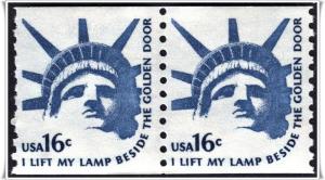 SC#1619 16¢ Statue of Liberty Coil Pair: Overall Tagging (1978) MNH