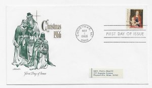 US 1321 (Me-4) 5c Christmas Madonna & Child on FDC Artmaster Cachet ECV $6.00