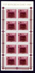 Germany B581 MNH OG 1980 Altheim, Saar - Post Office Sign Mini Sheet of 10 VF