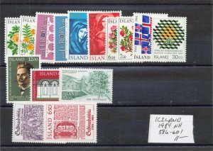 ICELAND  1984  YEAR SET  586-601   MNH