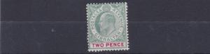 GIBRALTAR   1904 - 08    S G  58    2D  GREY GREEN & CARMINE     MH  