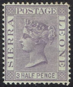 SIERRA LEONE 1876 QV 1½D WMK CROWN CC PERF 14