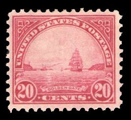 United States, 1910-30 #567 Cat$16, 1923 20c carmine rose, hinged