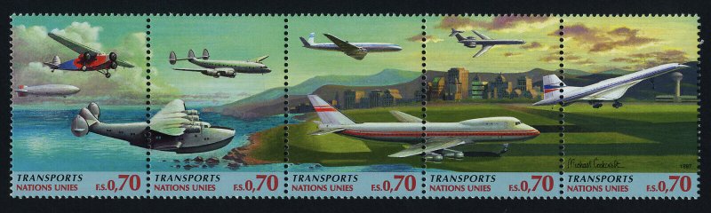 United Nations Geneva 311a MNH Transportation, Aircraft, Concorde, Boeing 747