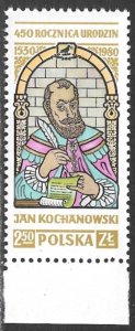 POLAND 1980 Jan Kochanowski Poet Issue Sc 2416 MNH