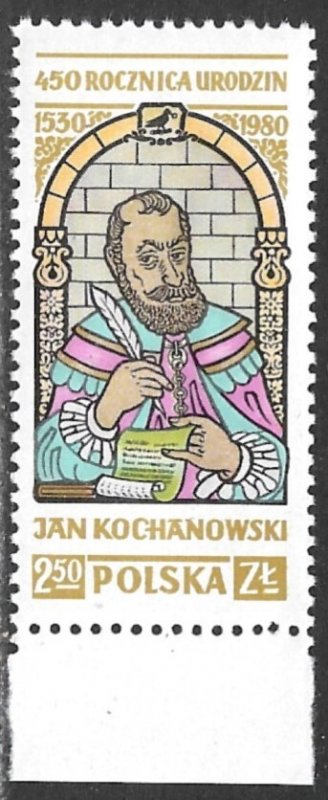 POLAND 1980 Jan Kochanowski Poet Issue Sc 2416 MNH