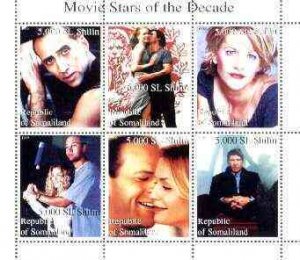 SOMALILAND - 1999 - Movie Stars of Decade - Perf 6v Sheet - M N H-Private Issue