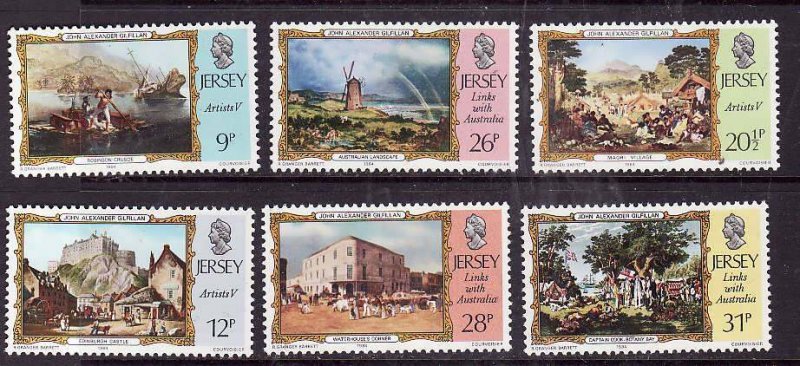 Jersey-Sc#340-5-unused NH set-Paintings-Links with Australia-1984-