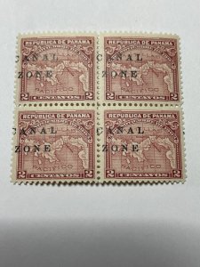 Canal Zone 10 MNH Blk of 4 horizontal shift (CZSG #10.5) KSPhilatelics