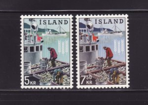 Iceland 354-355 Set MH Herring Boat, Freedom From Hunger (A)