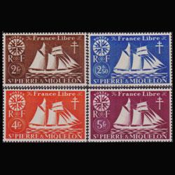 ST.PIERRE 1942 - Scott# 308-11 Schooner 2-5f LH