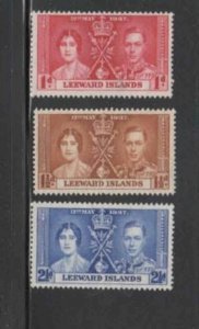 LEEWARD ISLANDS #100-102 1937 CORONATION ISSUE MINT VF LH O.G bb