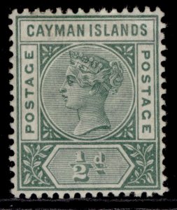 CAYMAN ISLANDS QV SG1, ½d deep green, M MINT. Cat £21.