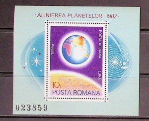 ROMANIA Sc C239 NH SOUVENIR SHEET OF 1981 - SPACE