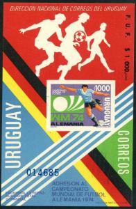 Uruguay 879-881.881a,MNH.Michel 1302-1304,Bl. World Soccer Cup Munich-1974.