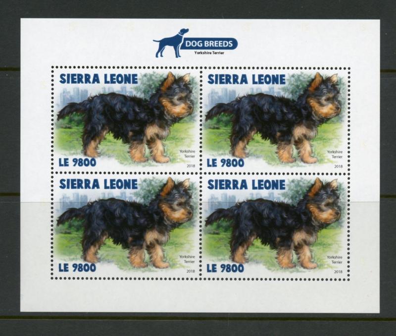 SIERRA LEONE 2018 DOG BREEDS YORKSHIRE TERRIER SHEET MINT NH