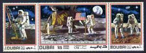 Dubai 1969 Man on the Moon se-tenant strip of 3 unmounted...