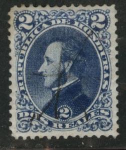 Honduras  Scott 34 Used1878 2r Deep Blue stamp 