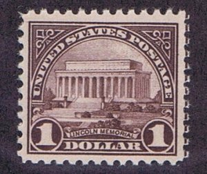 US 571 UNUSED MNH OG 1 DOLLAR LINCOLN MEMORIAL, 1923, HANDSOME.