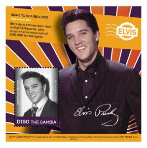 Gambia 2016 - Elvis Presley, Signs to RCA Records - Souvenir Sheet - 3712 - MNH