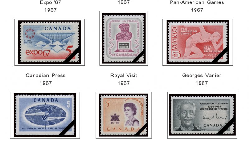 COLOR PRINTED CANADA 1953-1973 STAMP ALBUM PAGES (32 illustrated pages)