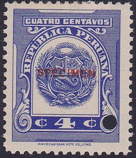 PERU 1915-16 4c mint SPECIMEN...............................................7960