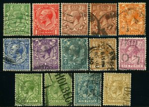 GREAT BRITAIN #187-200 King George V Postage Stamp Set Collection 1924 Used