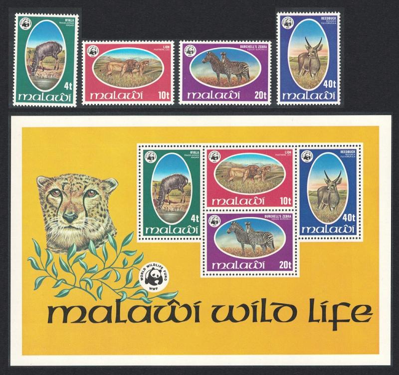 Malawi WWF Endangered species 4v+MS SG#567-MS571 MI#297-300 SC#319-322