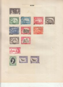 ADEN AND STATES 3 ALBUM PAGE  VALUES MOSTLY GEORGE 5TH-QE 2ND, MOUNTED MINT