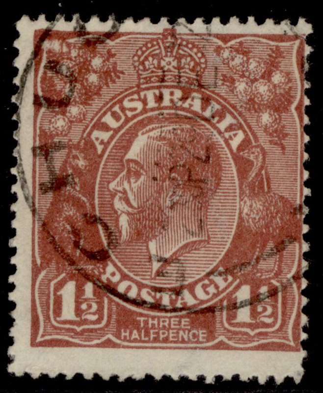 AUSTRALIA GV SG59a, 1½d chocolate, FINE USED.