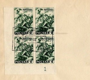 POLAND WW2 FDC Corner PLATE BLOCK *Warsaw Uprising* 1945 Cover Registered LW210