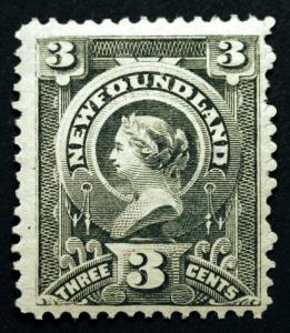 Newfoundland #60 3c Slate 1890  VF *MLH* Full Gum Sharp