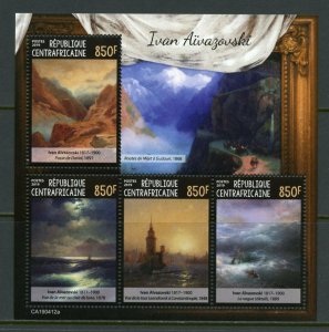 Central African Republic 2019: Ivan Aivazovski painting sheet of four  mint