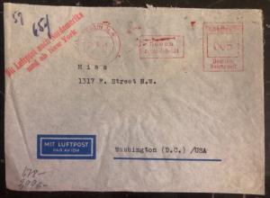 1941 Berlin Germany Meter Cancel Censored cover to HIAS Washington DC Jewish USA