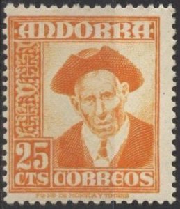 Andorra (Spanish) 41 (mh) 25c provost, org (1953)